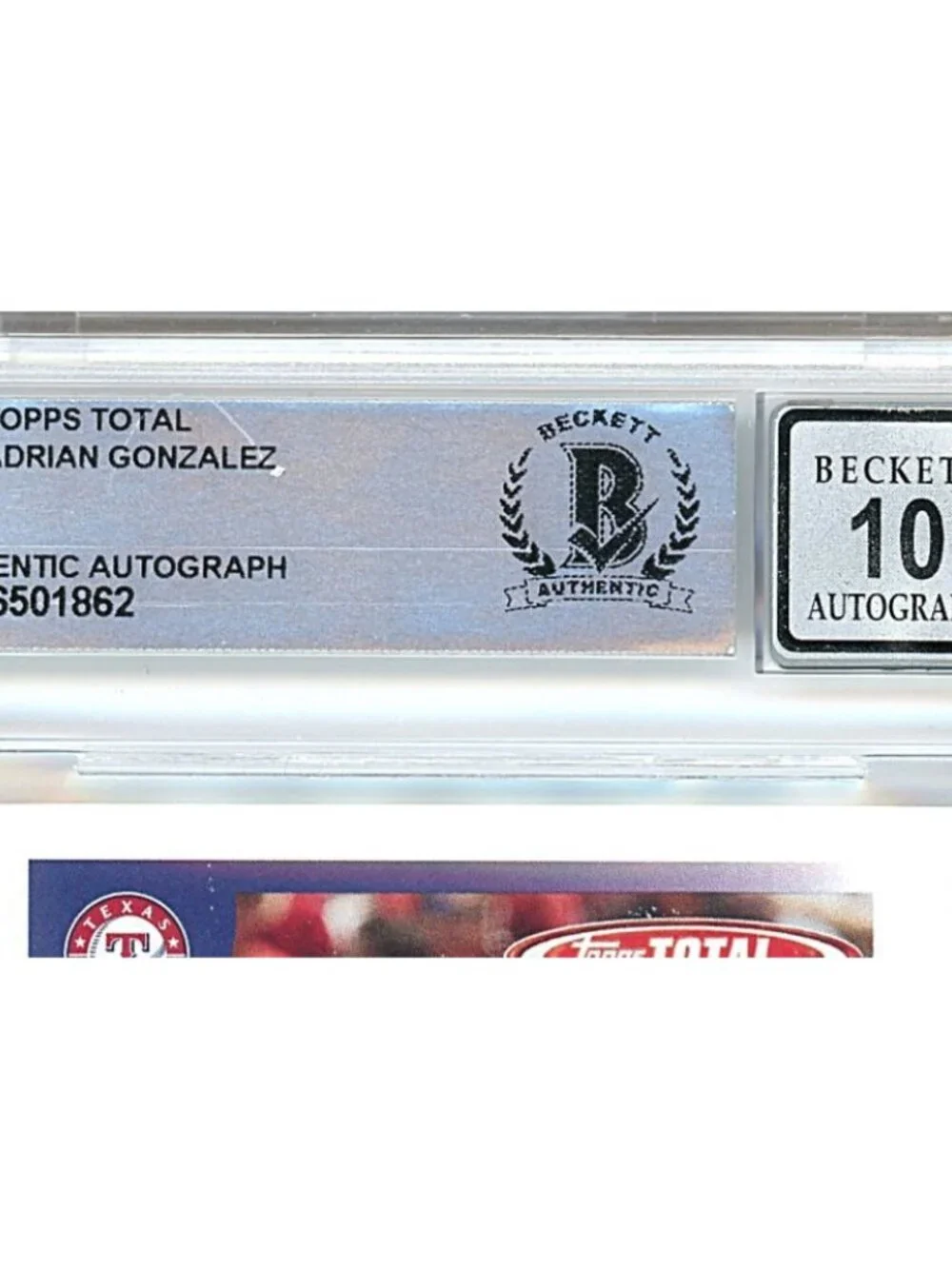 Adrian Gonzalez Signed 2005 Topps Total #249 Rangers BGS Auto 10 Slabbed Card